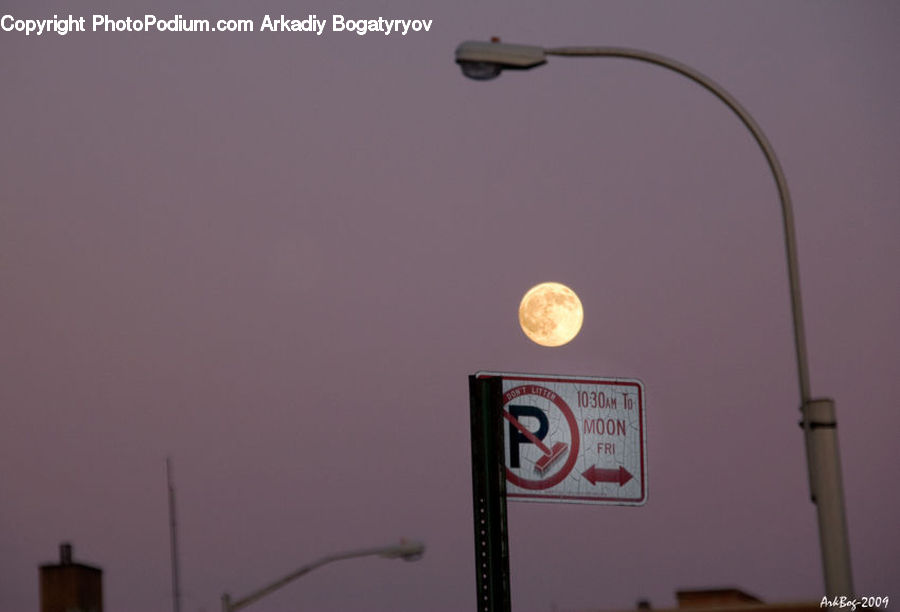 Astronomy, Full Moon, Night, Lamp Post, Pole