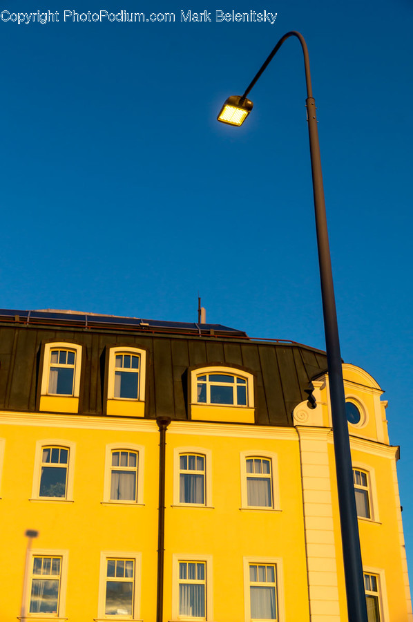 Lamp Post, Pole, Apartment Building, Building, City