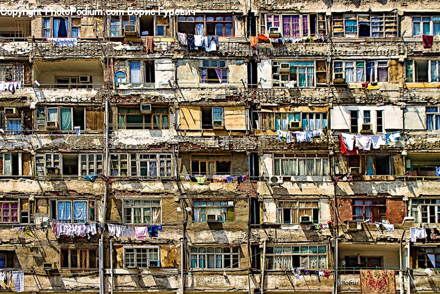 Balcony, Building, Downtown, Town, Apartment Building, High Rise, Rubble