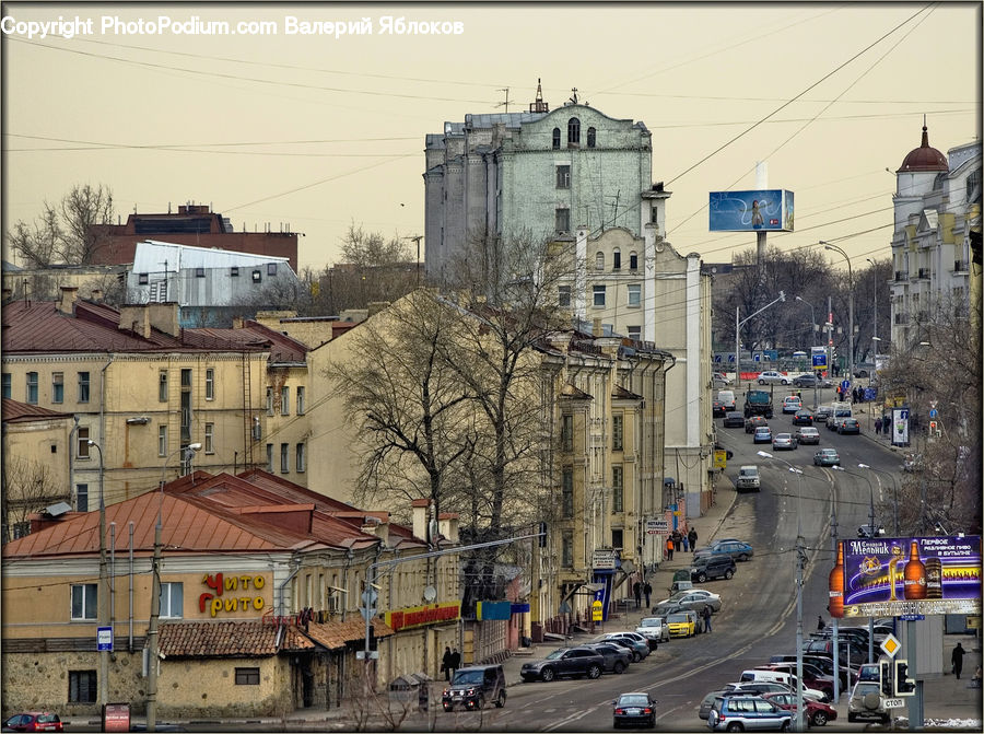 Intersection, Road, Downtown, Neighborhood, Town, City, Building