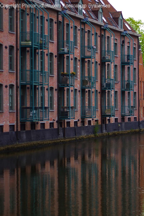 Canal, Outdoors, Water, Building, Shipping Container