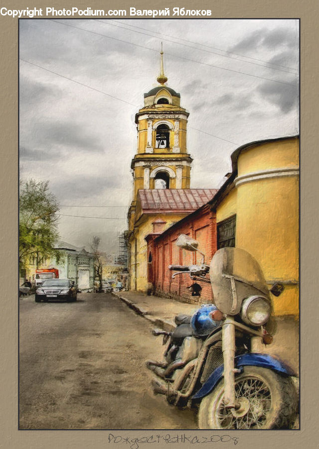 Motor, Motorcycle, Vehicle, Architecture, Bell Tower, Clock Tower, Tower