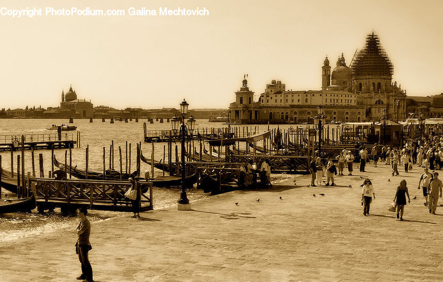 Architecture, Downtown, Plaza, Town Square, Dock, Pier, Boat