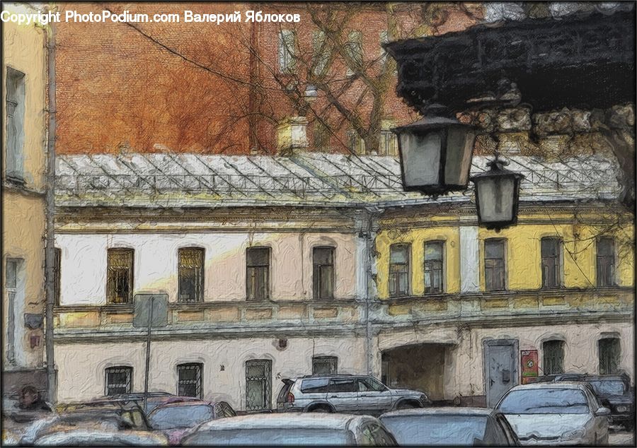 Automobile, Car, Vehicle, Building, Downtown, Town, Housing