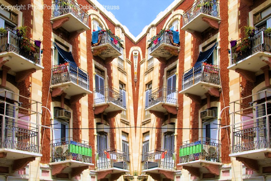 Balcony, Building, Housing, Brick, Awning