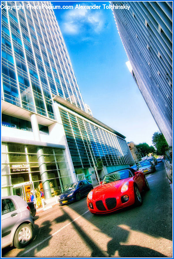 Automobile, Car, Vehicle, Cab, Taxi, Building, Office Building