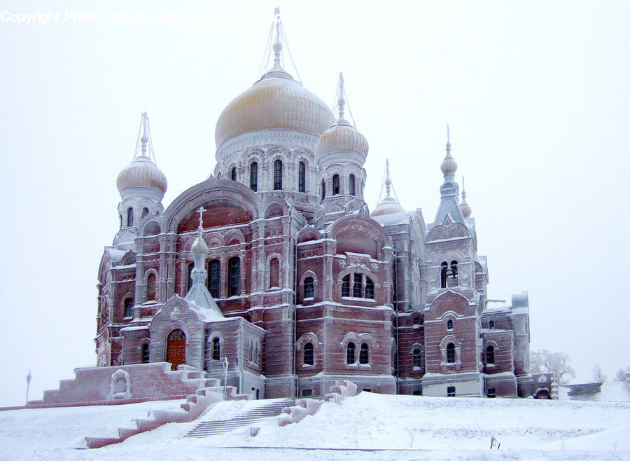 Architecture, Dome, Church, Worship, Ice, Outdoors, Snow