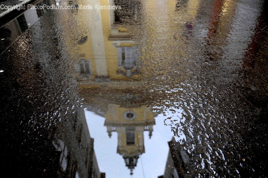 Puddle, Asphalt, Tarmac, Architecture, Bell Tower