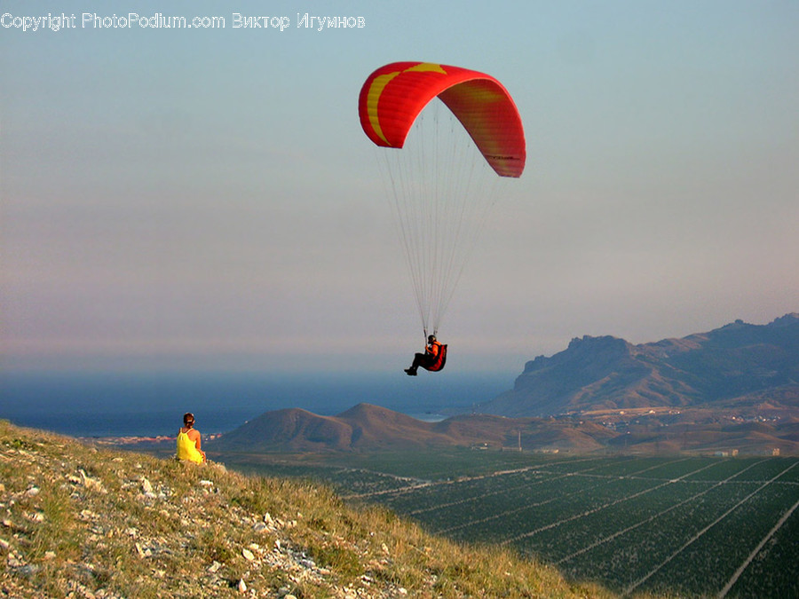 Adventure, Gliding, Leisure Activities, Parachute, Countryside