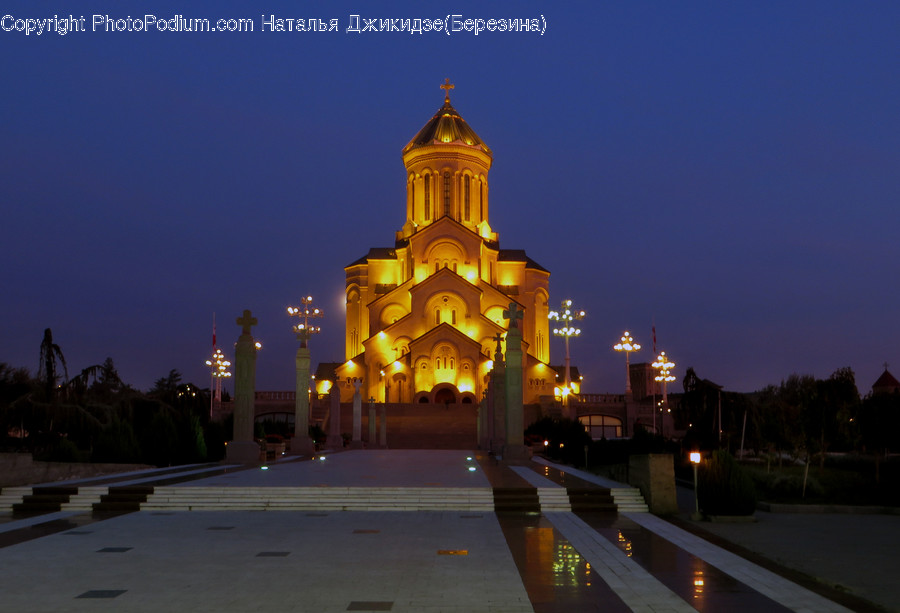 Night, Outdoors, Architecture, Bell Tower, Building