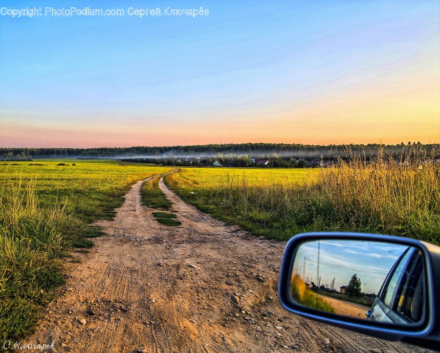 Dirt Road, Gravel, Road, Car Mirror, Mirror