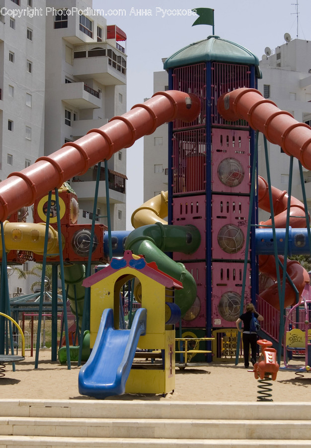 Playground, Inflatable, Building, House, Housing