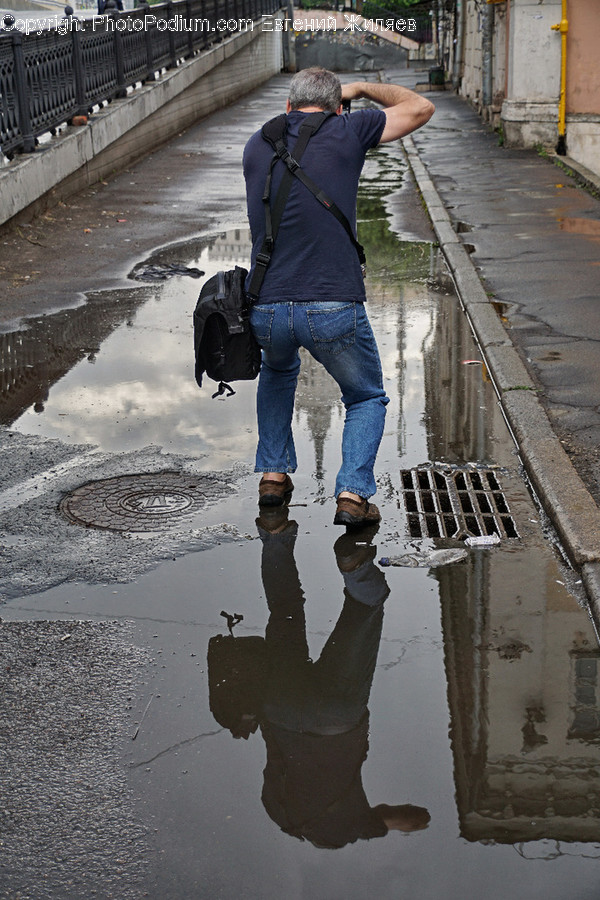 Puddle, Human, People, Person, Outdoors