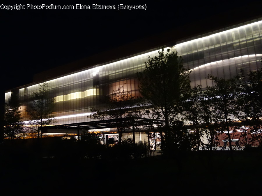 Architecture, Building, Convention Center, Night, Outdoors