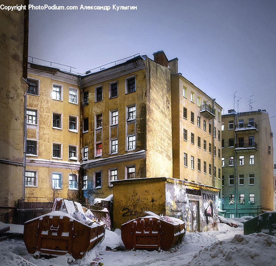 Apartment Building, Building, High Rise, Housing, Plywood, Wood, Ice