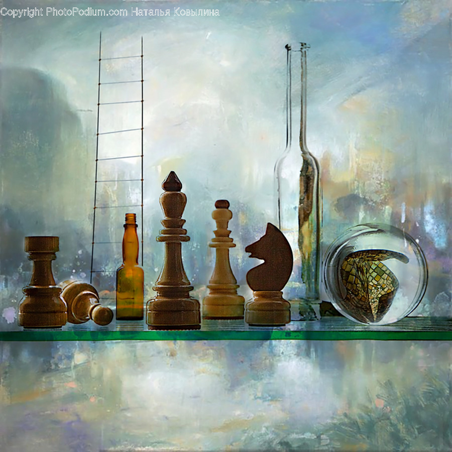 Game, Chess, Glass, Art, Painting