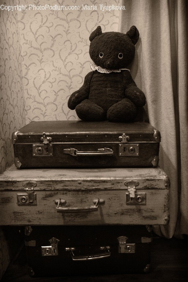 Luggage, Teddy Bear, Toy, Suitcase