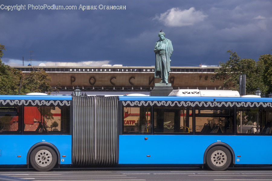Bus, Transportation, Vehicle, Person, Human