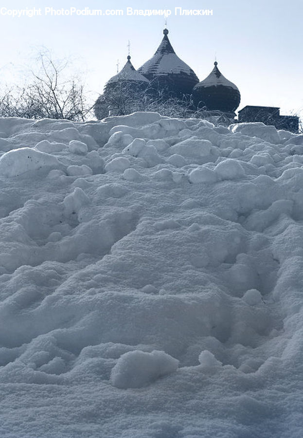 Ice, Outdoors, Snow, Mountain, Architecture, Pagoda, Shrine