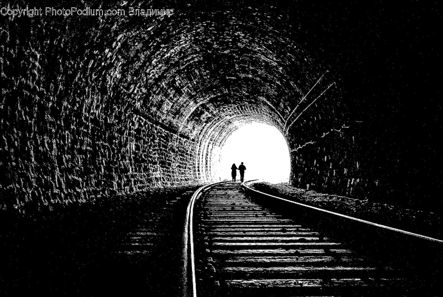 Person, Human, Tunnel, Transportation, Train Track