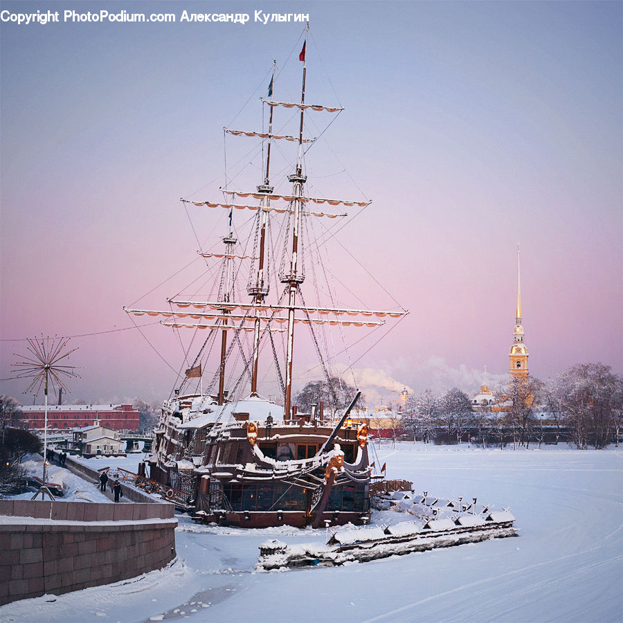 Ship, Vessel, Ice, Outdoors, Snow, Boat, Yacht