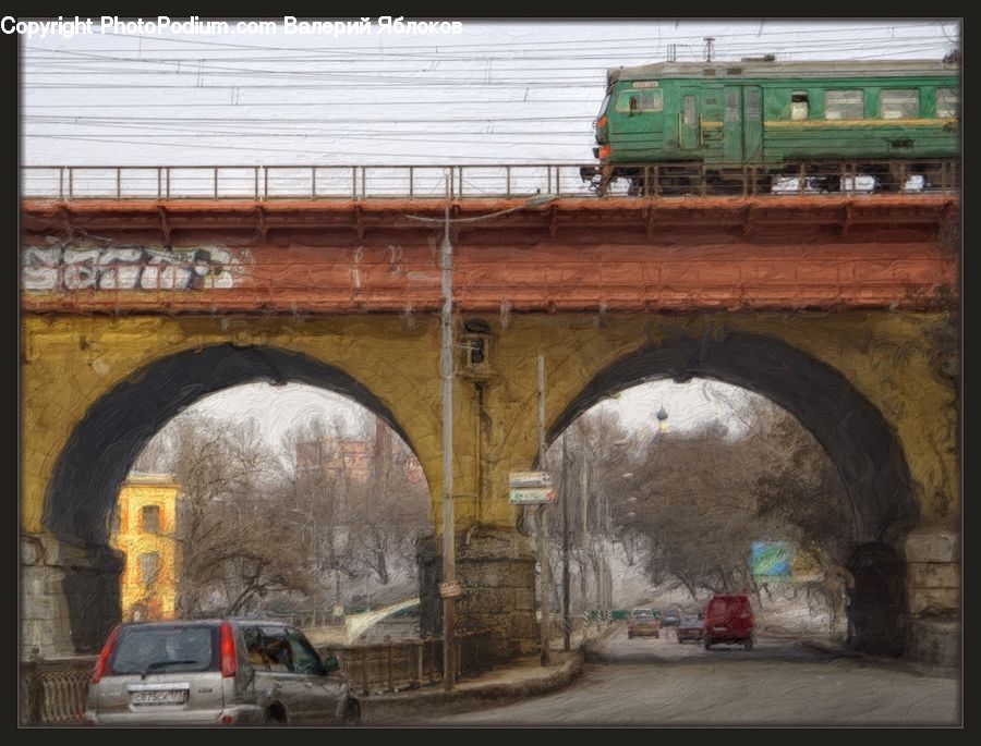 Automobile, Car, Vehicle, Freeway, Overpass, Transportation, Bridge