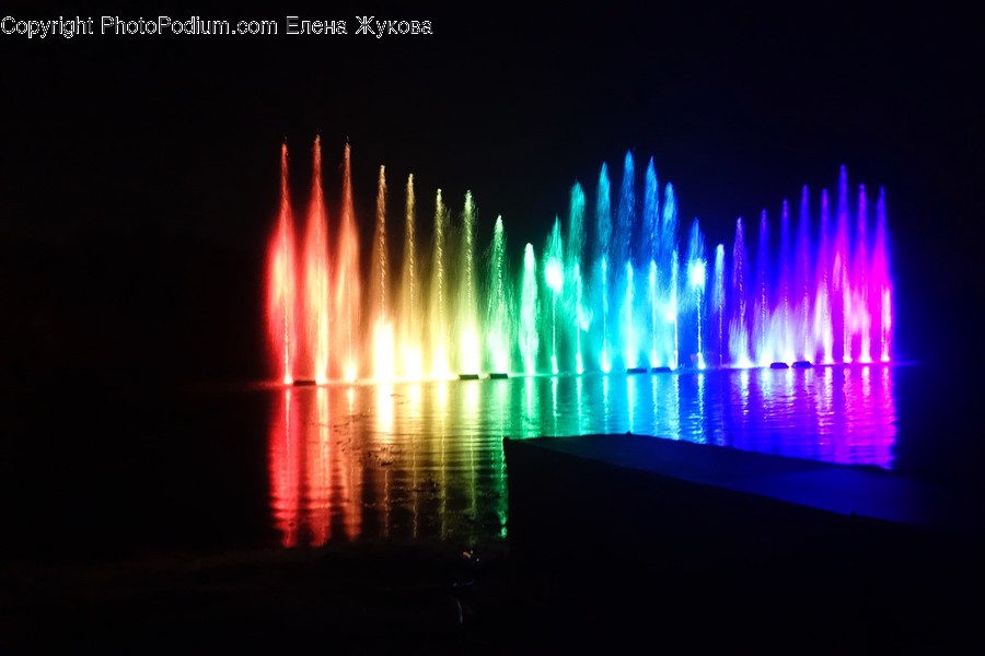 Water, Light, Laser, LED, Fountain