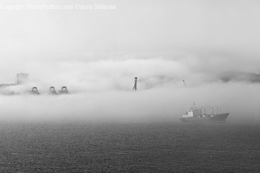 Transportation, Vehicle, Boat, Nature, Fog