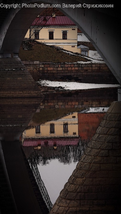 Puddle, Building, Architecture, Staircase, Roof