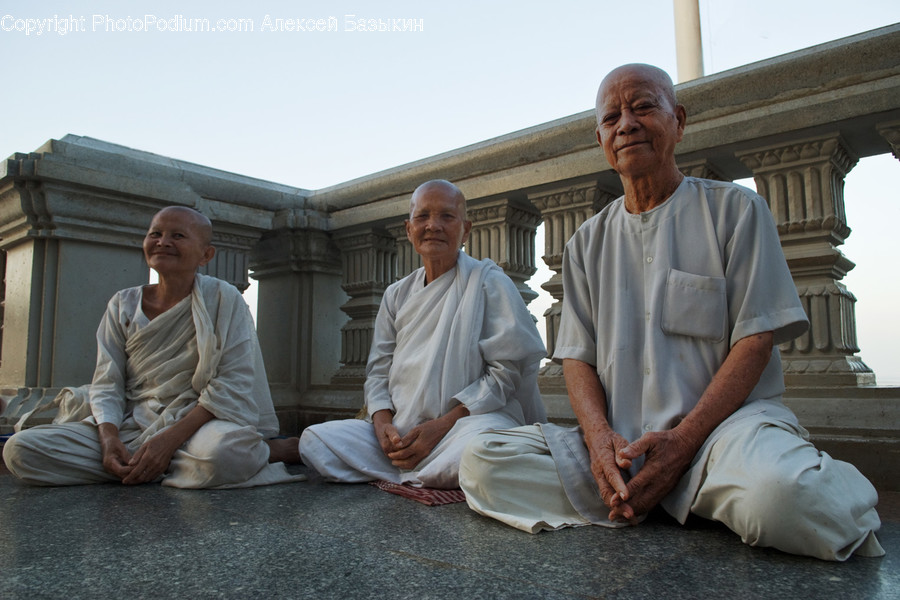 Person, Human, Sitting, Monk, Senior Citizen