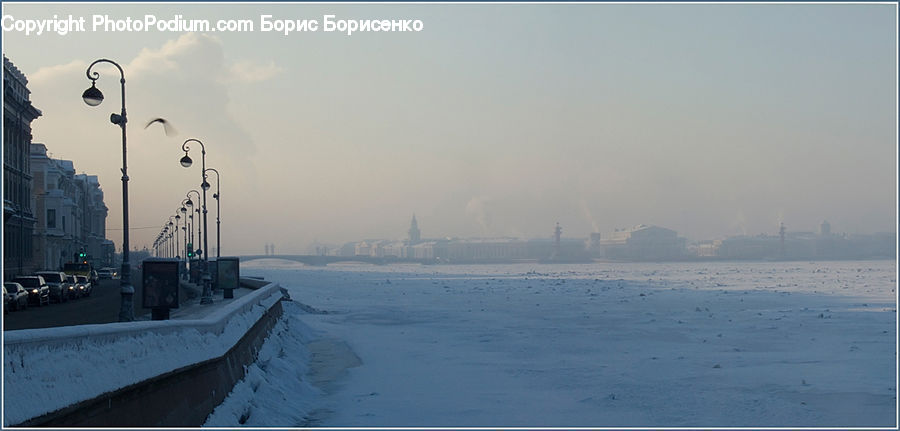 Lamp Post, Pole, Ice, Outdoors, Snow, Landscape, Nature