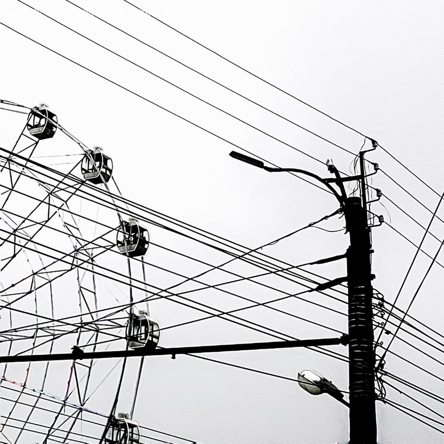 Utility Pole, Cable, Power Lines, Electric Transmission Tower, Wire