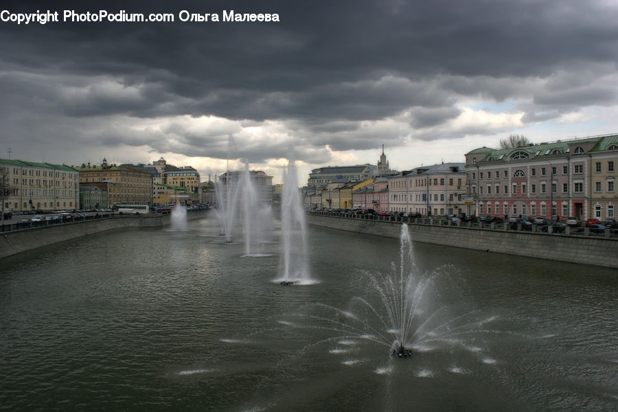 Fountain, Water, Canal, Outdoors, River, Architecture, Downtown
