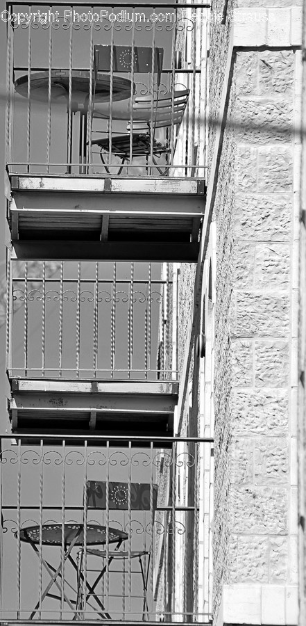 Handrail, Banister, Railing, Window, Brick