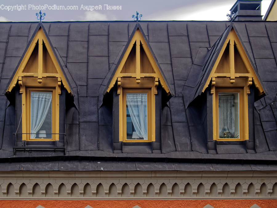 Roof, Window, Triangle, Curtain, Shutter