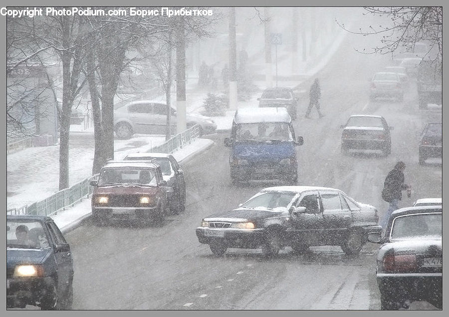 Automobile, Car, Vehicle, Blizzard, Outdoors, Snow, Weather