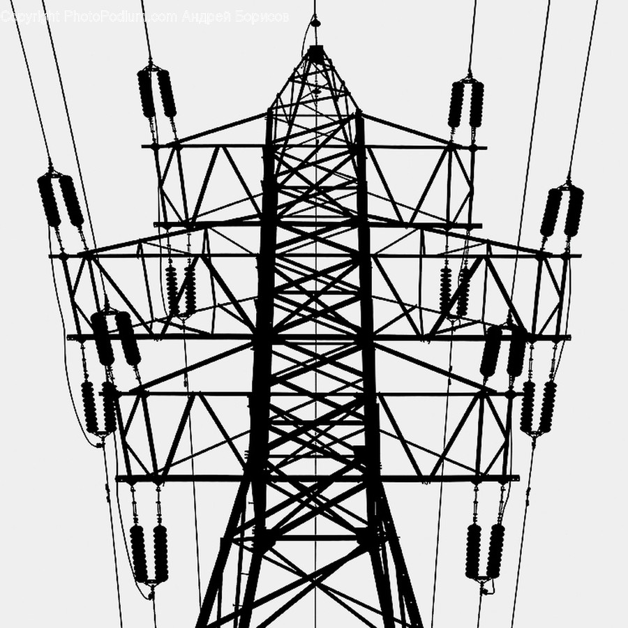 Power Lines, Cable, Electric Transmission Tower, Utility Pole, Construction Crane