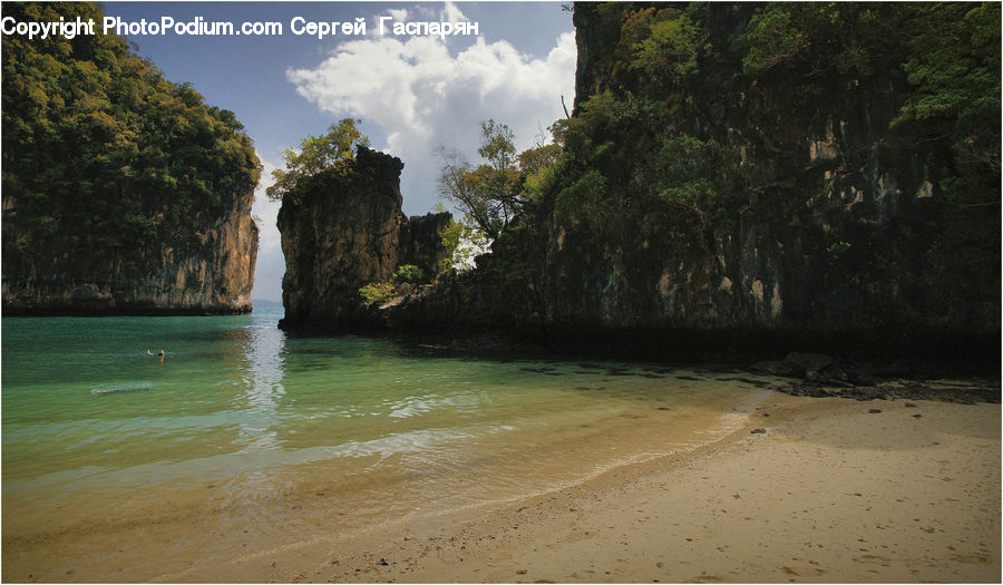 Beach, Coast, Outdoors, Sea, Water, Cliff, Plant