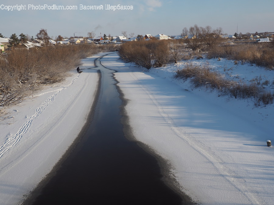 Ditch, Nature, Road, Outdoors, Ice