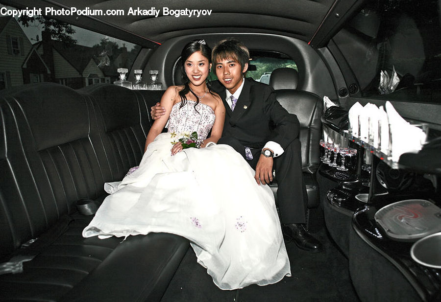People, Person, Human, Car, Limo, Vehicle, Bride