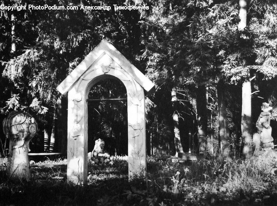 Tomb, Outdoors, Ripple, Water, Gazebo, Forest, Vegetation