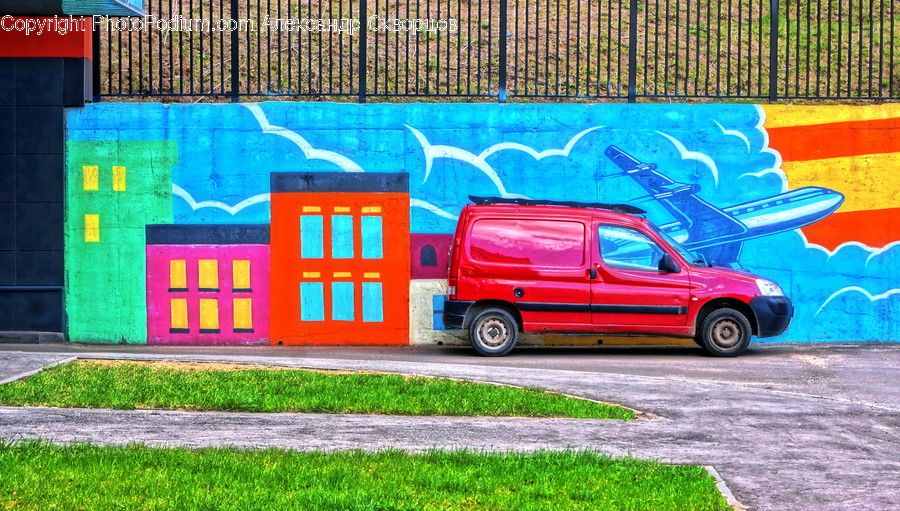 Spoke, Machine, Wall, Graffiti, Art