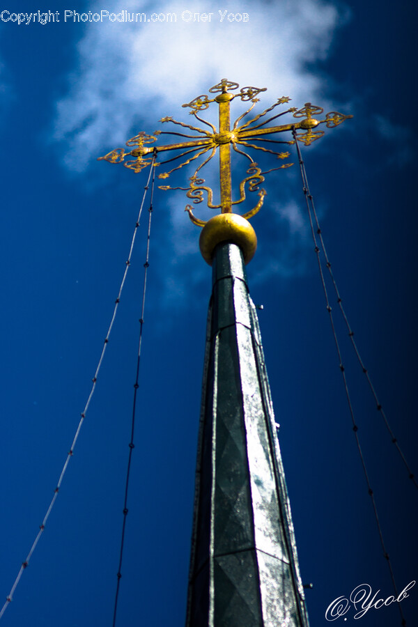 Utility Pole, Symbol, Cable, Cross