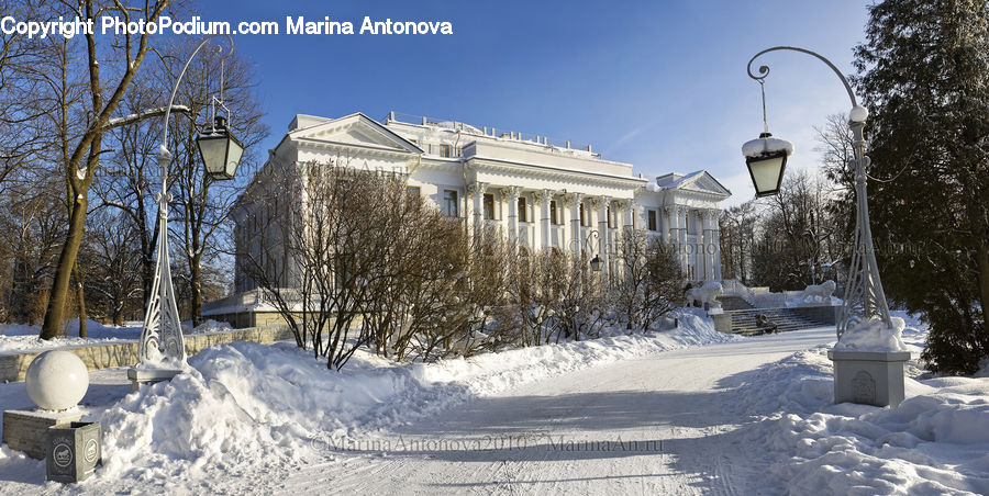 Ice, Outdoors, Snow, Architecture, Mansion, Building, Office Building
