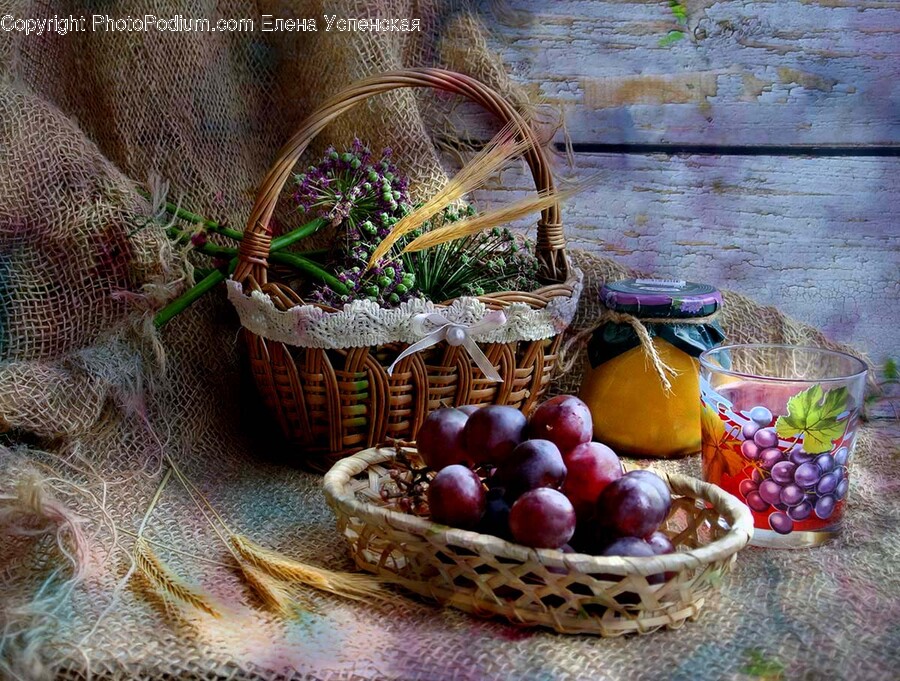 Plant, Grapes, Fruit, Food, Basket