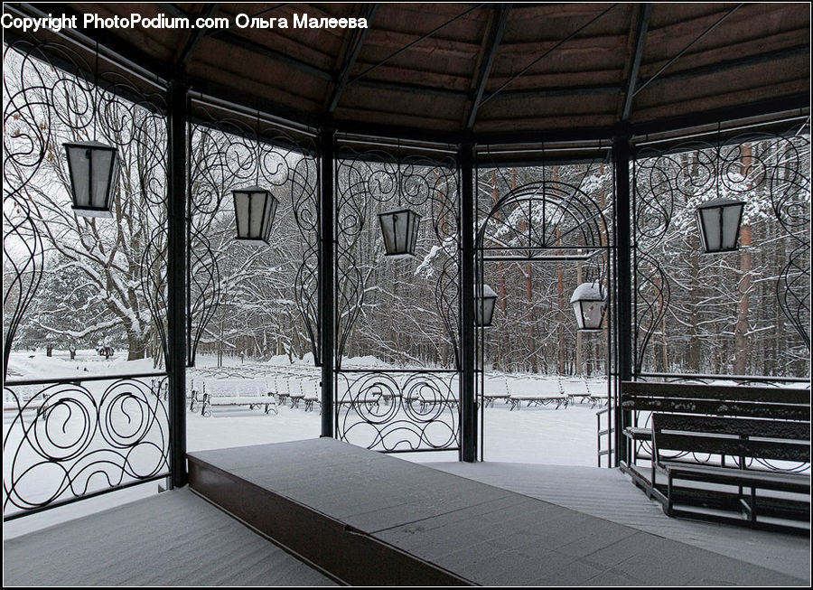 Bench, Arch, Gate, Gazebo, Furniture, Brick