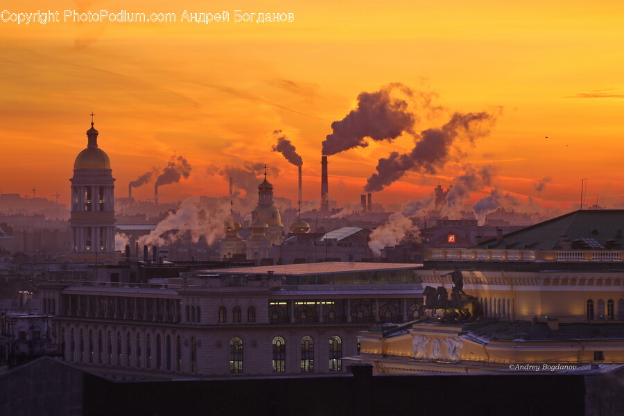 Pollution, Smoke, Person, Factory, Building