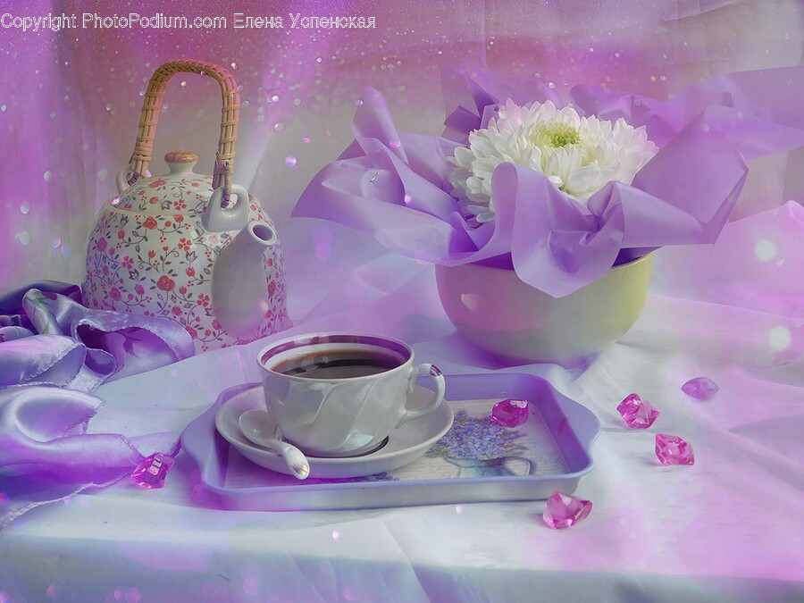Purple, Cup, Pottery, Flower, Plant