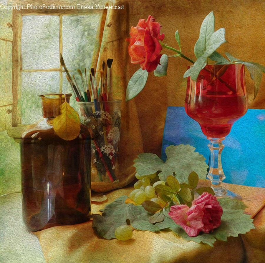 Art, Painting, Glass, Flower, Petal