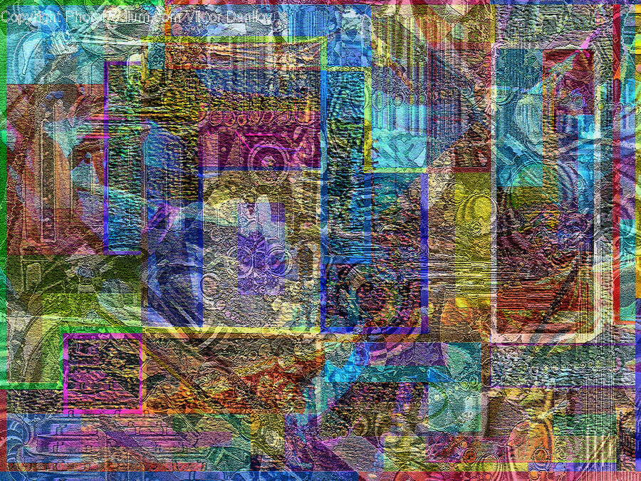 Art, Collage, Modern Art, Purple, Quilt